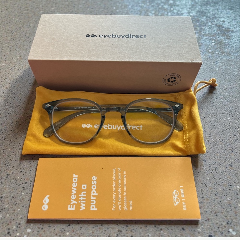 NEW Eyebuydirect Hubris Eyeglasses Frames 48-21-137‎ w/ Box Case Pouch